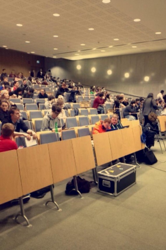 The crowd in the Kemmy Business school at the recent UGM 