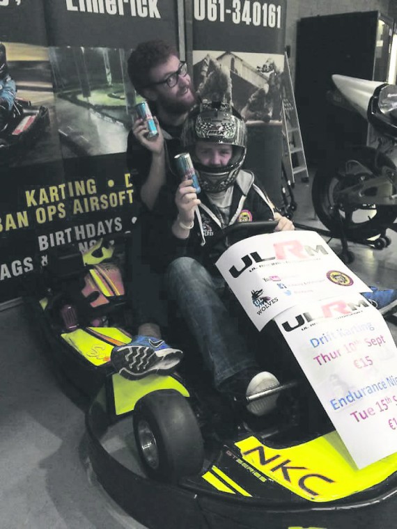 ULRM President, Cathal O Donnell & ULRM PRO, Paul Jordan with the kart from NKC. Photo: UL Photographic Society