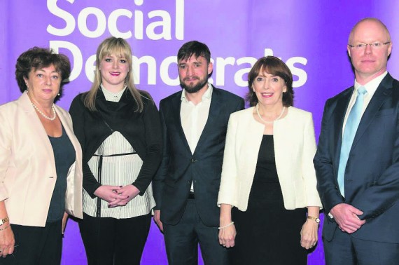 (L-R) Catherine Murphy TD, Sarah Jane Hennelly, Social Democrats candidate for Limerick City, James Heffernan, Social Democrats candidate for Limerick County, Róisín Shortall TD, Stephen Donnelly TD. Photo: Sarah Jane Hennelly - Socail Democrat for Limerick City Facebook page