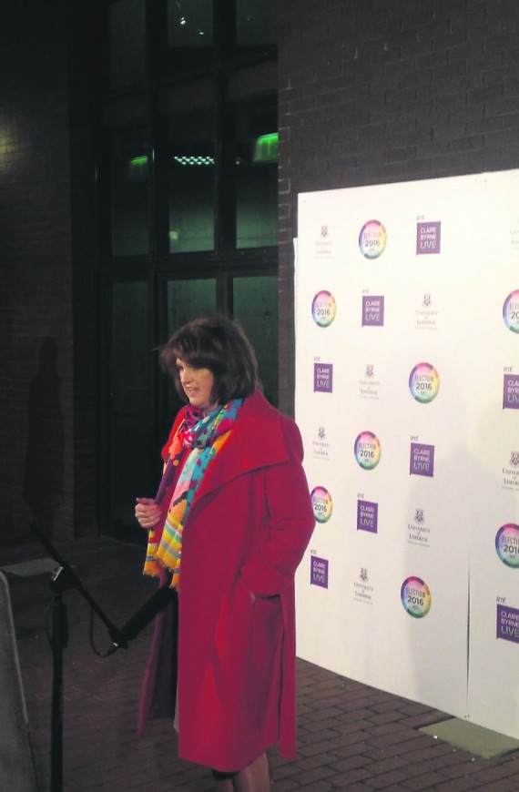 Tánaiste Joan Burton arrives at the University of Limerick for RTÉ’s Leaders Debate last Monday