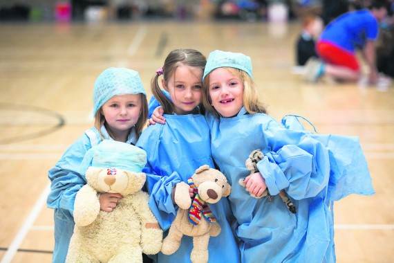 Amber Fitzgerald Long, Sarah O’Halloran and Sabhdh O’Dwyer at the annual Teddy Bear Hospital at the University of Limerick, March 2015. Photo: UL Medical Society