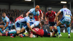 CJ Stander crosses the line for Munster's only try of the game. CREDIT: SPORTSFILE